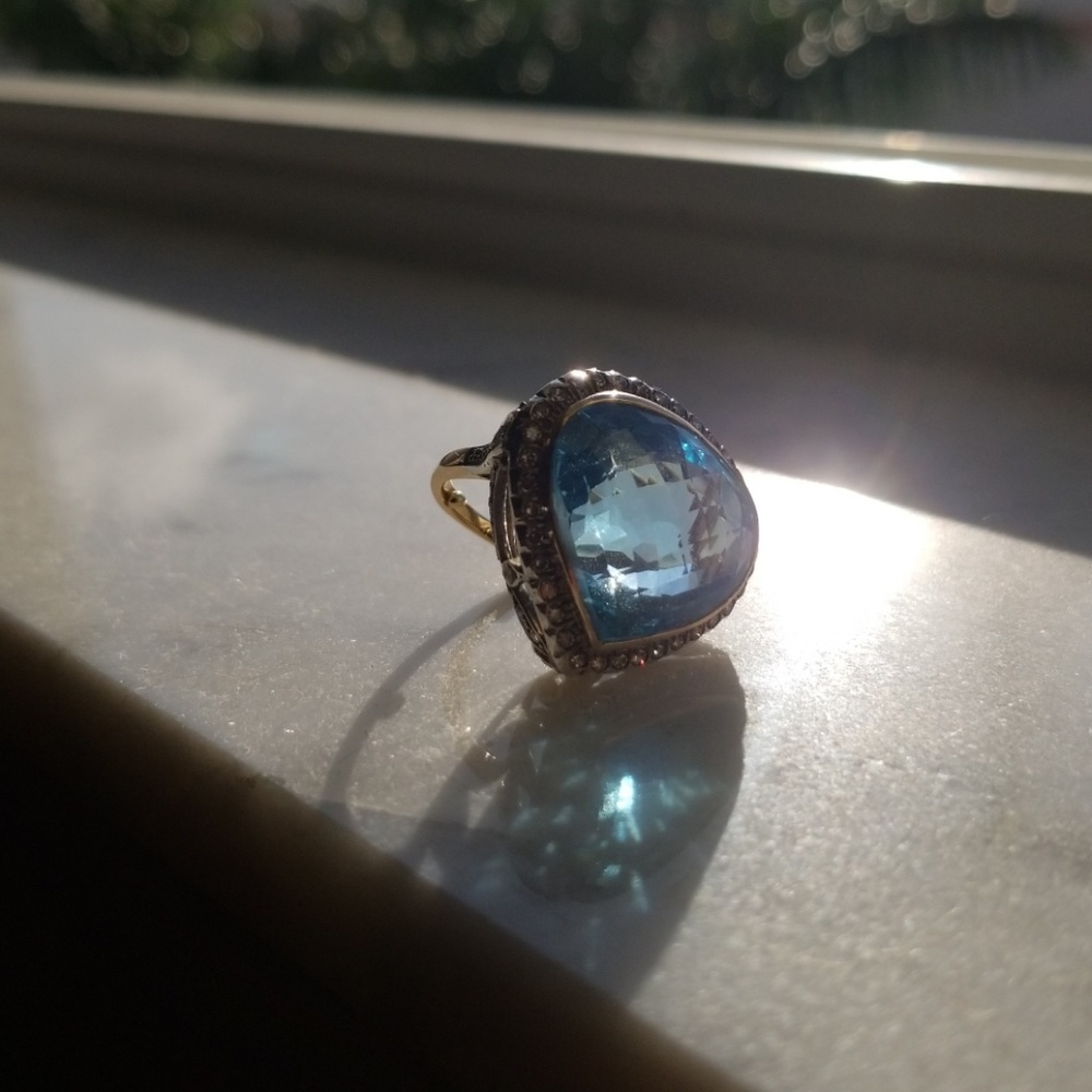 Luxe Blue Topaz Ring- Estate Jewelry - Picture 8 of 8